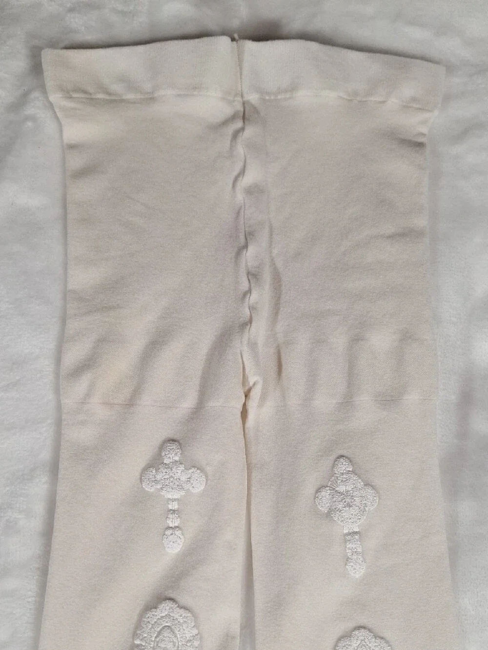 Angelic Pretty White Cross Print Tights | Holy Lolita Accessory 🤍✝️